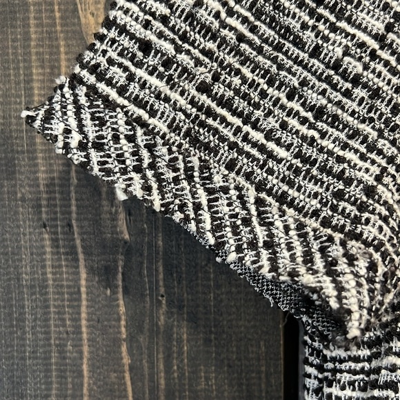 Anthropologie Postmark Boucle Top S Black White Pockets Boho Lined Collar Tweed - Picture 5 of 8